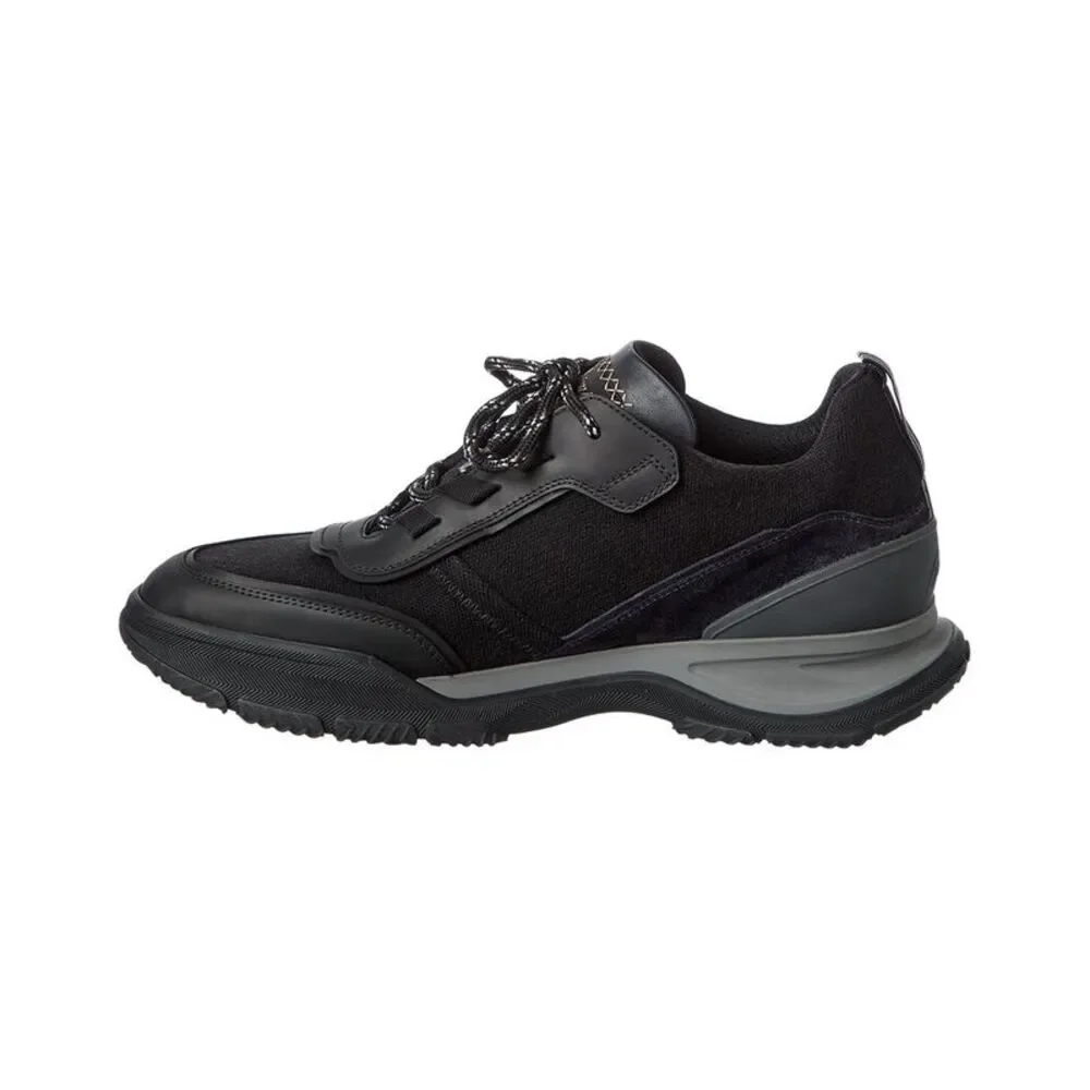 Brioni Crossing Suede-Trim Low-Top Sneaker, Black